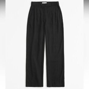 Linen Blend Tailored Straight Pant Black Never Worn